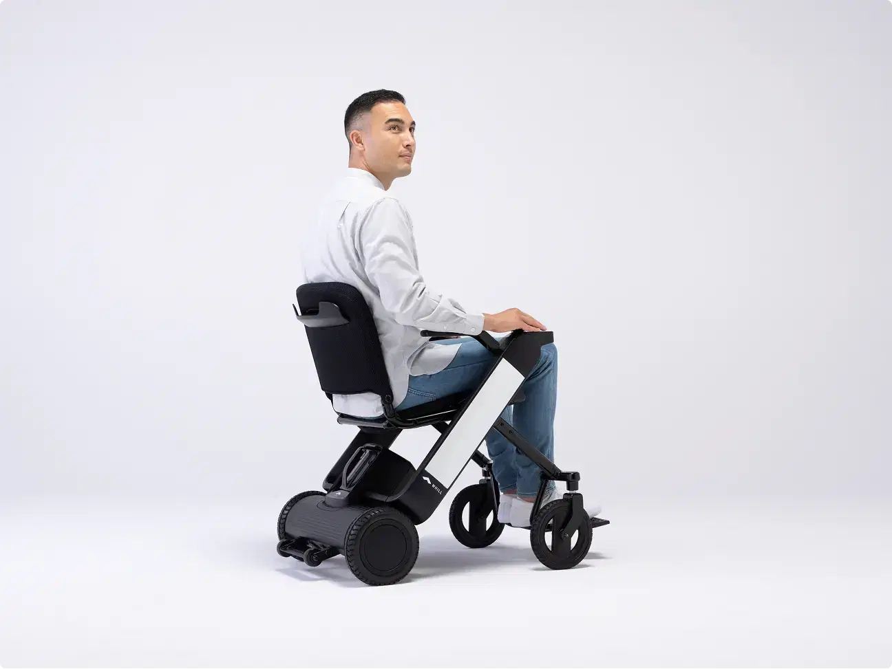 WHILL Model F electric wheelchair rear view